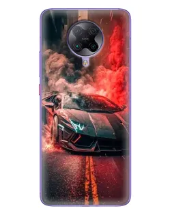 Чехол для Xiaomi POCO F2 Pro с картинкой «Lamborghini красный дым»