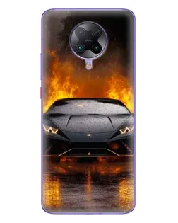 Чехол для Xiaomi POCO F2 Pro с картинкой «Lamborghini в огне»
