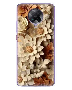 Чехол для Xiaomi POCO F2 Pro с картинкой «Бежевый флористический декор»