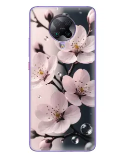 Чехол для Xiaomi POCO F2 Pro с картинкой «Нежная сакура и капли»