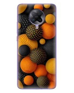 Чехол для Xiaomi POCO F2 Pro с картинкой «Объемные оранжевые сферы»