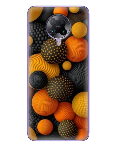 Чехол для Xiaomi POCO F2 Pro с картинкой «Объемные оранжевые сферы»