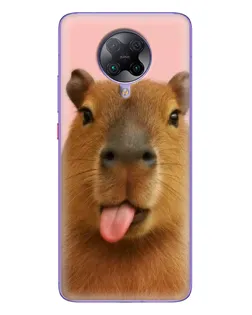 Чехол для Xiaomi POCO F2 Pro с картинкой «Капибара с языком»