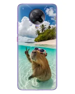 Чехол для Xiaomi POCO F2 Pro с картинкой «Капибара на море»