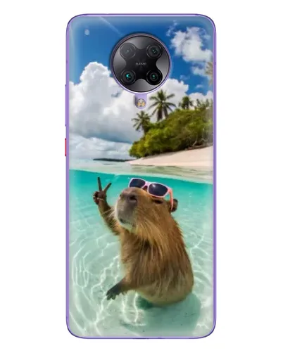 Чехол для Xiaomi POCO F2 Pro с картинкой «Капибара на море»