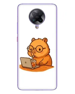 Чехол для Xiaomi POCO F2 Pro с картинкой «Капибара с ноутбуком»