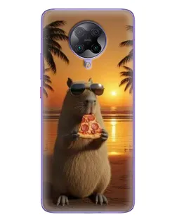 Чехол для Xiaomi POCO F2 Pro с картинкой «Капибара с пиццей»