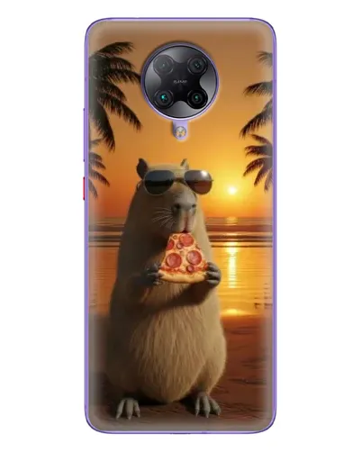 Чехол для Xiaomi POCO F2 Pro с картинкой «Капибара с пиццей»