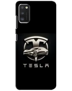Чехол для Xiaomi POCO M3 с картинкой «Tesla — серебристое авто»