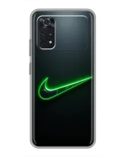 Чехол для Xiaomi POCO M4 Pro 4G с картинкой «Неоновый контур Nike»