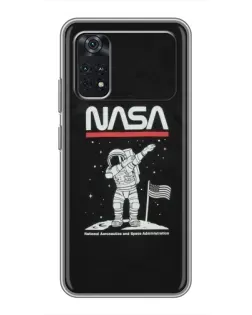 Чехол для Xiaomi POCO M4 Pro 4G с картинкой «NASA — шагаем по Луне»