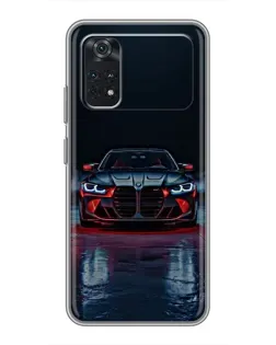 Чехол для Xiaomi POCO M4 Pro 4G с картинкой «BMW на мокрой дороге»
