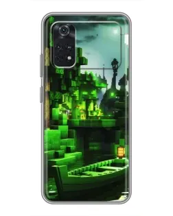 Чехол для Xiaomi POCO M4 Pro 4G с картинкой «Minecraft лесной пейзаж»