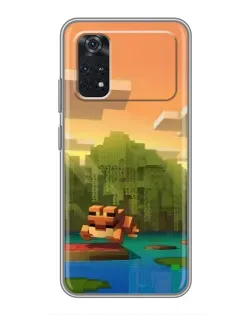 Чехол для Xiaomi POCO M4 Pro 4G с картинкой «Майнкрафт закат солнца»