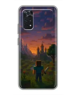 Чехол для Xiaomi POCO M4 Pro 4G с картинкой «Стив у башни»