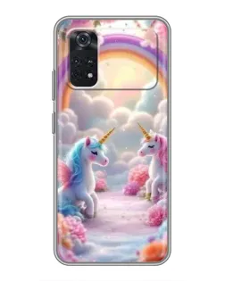 Чехол для Xiaomi POCO M4 Pro 4G с картинкой «Радуга и единороги»