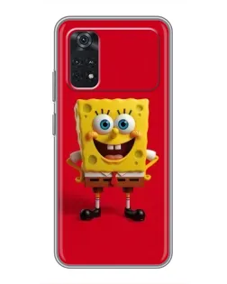 Чехол для Xiaomi POCO M4 Pro 4G с картинкой «Спанч Боб на красном»
