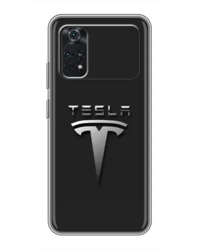 Чехол для Xiaomi POCO M4 Pro 4G с картинкой «Стальной логотип Tesla»
