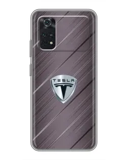 Чехол для Xiaomi POCO M4 Pro 4G с картинкой «Металлическая текстура Tesla»