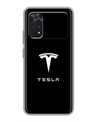 Чехол для Xiaomi POCO M4 Pro 4G с картинкой «Tesla White Logo»