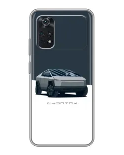 Чехол для Xiaomi POCO M4 Pro 4G с картинкой «Серебристый Cybertruck Tesla»