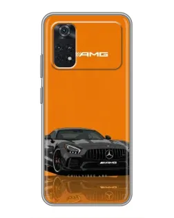 Чехол для Xiaomi POCO M4 Pro 4G с картинкой «Оранжевый Mercedes AMG»