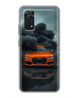 Чехол для Xiaomi POCO M4 Pro 4G с картинкой «Audi в облаках дыма»