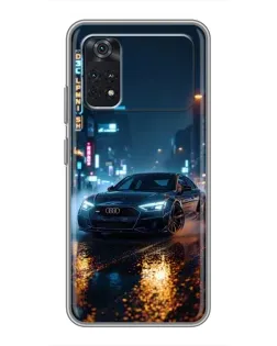 Чехол для Xiaomi POCO M4 Pro 4G с картинкой «Ночной город и Audi»