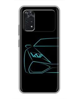 Чехол для Xiaomi POCO M4 Pro 4G с картинкой «Голубой силуэт Lamborghini»