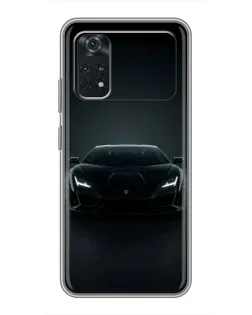 Чехол для Xiaomi POCO M4 Pro 4G с картинкой «Черный Lamborghini Aventador»