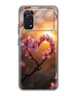 Чехол для Xiaomi POCO M4 Pro 4G с картинкой «Розовый цвет сердце на фоне заката» Чехол для Xiaomi POCO M4 Pro 4G с картинкой «Розовый цвет сердце на фоне заката»