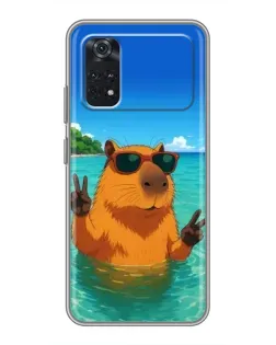 Чехол для Xiaomi POCO M4 Pro 4G с картинкой «Морская капибара»