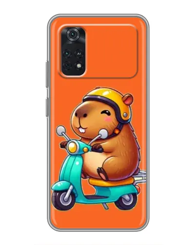 Чехол для Xiaomi POCO M4 Pro 4G с картинкой «Капибара на скутере»