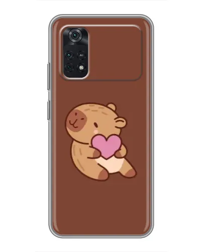 Чехол для Xiaomi POCO M4 Pro 4G с картинкой «Капибара с сердцем»