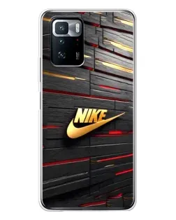 Чехол для Xiaomi POCO X3 GT с картинкой «Золотой Nike на металле»