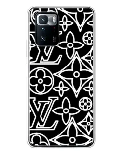 Чехол для Xiaomi POCO X3 GT с картинкой «Черно-белый узор LV»