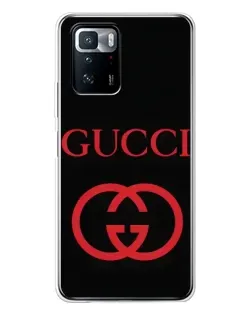 Чехол для Xiaomi POCO X3 GT с картинкой «Gucci — красный логотип»