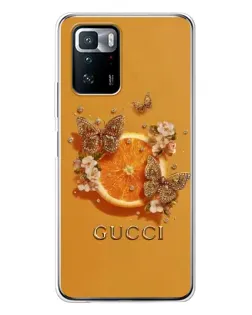 Чехол для Xiaomi POCO X3 GT с картинкой «Gucci — золотые бабочки»