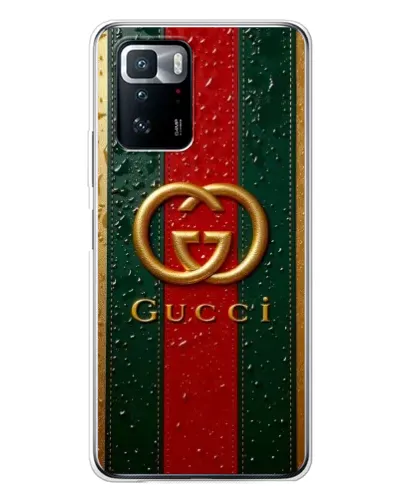 Чехол для Xiaomi POCO X3 GT с картинкой «Gucci — фирменная полоса и золото» Чехол для Xiaomi POCO X3 GT с картинкой «Gucci — фирменная полоса и золото»