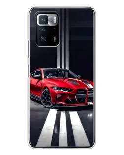 Чехол для Xiaomi POCO X3 GT с картинкой «Красная BMW на дороге»