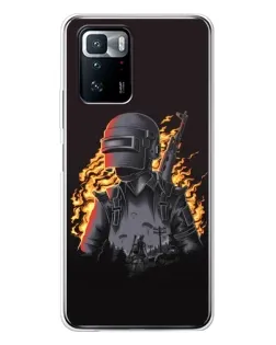 Чехол для Xiaomi POCO X3 GT с картинкой «PUBG — огненный силуэт»