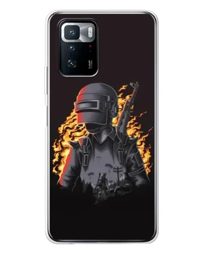 Чехол для Xiaomi POCO X3 GT с картинкой «PUBG — огненный силуэт»