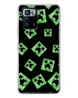 Чехол для Xiaomi POCO X3 GT с картинкой «Паттерн с криперами»
