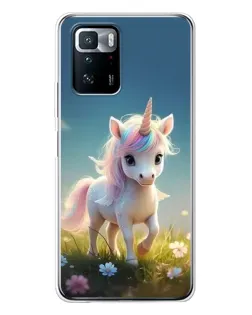 Чехол для Xiaomi POCO X3 GT с картинкой «Единорог на поляне»
