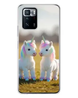 Чехол для Xiaomi POCO X3 GT с картинкой «Пара единорогов»