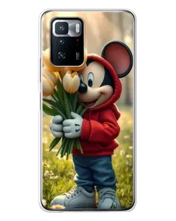 Чехол для Xiaomi POCO X3 GT с картинкой «Микки с тюльпанами»