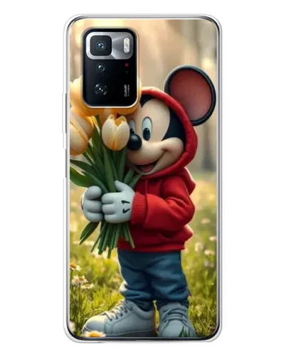 Чехол для Xiaomi POCO X3 GT с картинкой «Микки с тюльпанами»