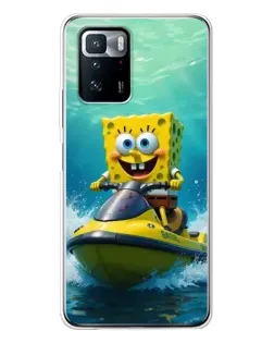 Чехол для Xiaomi POCO X3 GT с картинкой «Спанч Боб на гидроцикле»