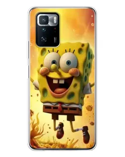 Чохол для Xiaomi POCO X3 GT з картинкою «Губка Боб стрибає»