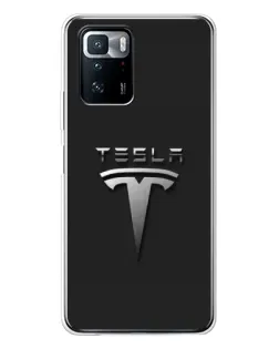 Чехол для Xiaomi POCO X3 GT с картинкой «Стальной логотип Tesla»